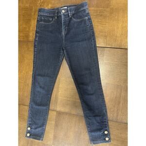 Loft Jeans Women’s Size 25 High Waist Skinny Dark Wash Stretch Crop Button Ankle